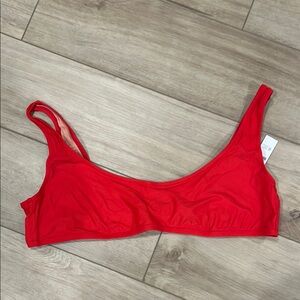 NWT J.CREW Women's Heritage Bikini Top Scoop Neck Red